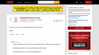 Clickbank Pirate reviews | Warrior Forum - The #1 Digital ...