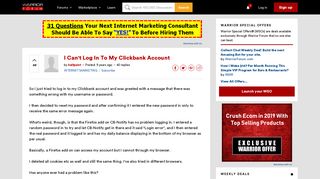 I Can't Log In To My Clickbank Account | Warrior Forum - The #1 ...