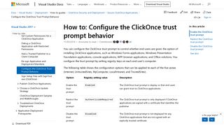 How to: Configure the ClickOnce Trust Prompt Behavior - Visual ...