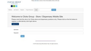 Login - Clicks Group Recruitment Team mobile site