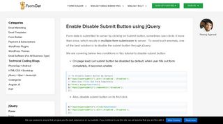 Enable Disable Submit Button using jQuery | FormGet