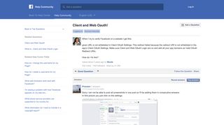 Client and Web Oauth! | Facebook Help Community | Facebook