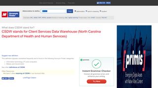 CSDW - Client Services Data Warehouse (North Carolina Department ...