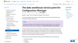 Data warehouse - Configuration Manager | Microsoft Docs