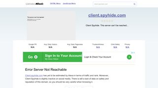 Client.spyhide.com website. Error Server Not Reachable.