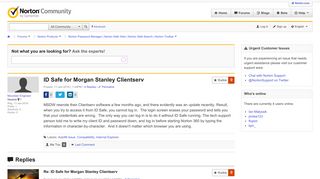 ID Safe for Morgan Stanley Clientserv | Norton Community