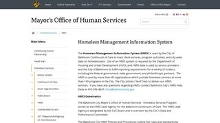 HMIS - Mayor's Office of Human Services - City of Baltimore
