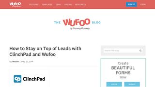 How to Stay on Top of Leads with ClinchPad and Wufoo | Wufoo