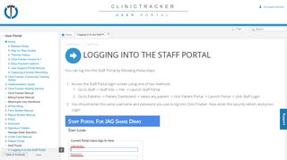 Logging in to the Staff Portal - ClinicTracker User Portal