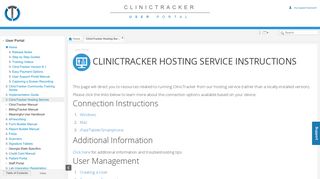 ClinicTracker Hosting Service - ClinicTracker User Portal