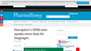 Perceptive's IWRS now speaks more than 80 languages - PharmaTimes