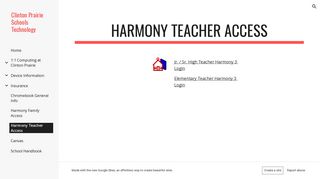 Clinton Prairie Schools Technology - Harmony Teacher Access