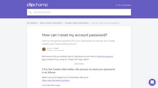 How can I reset my account password? | Clipchamp Help Center
