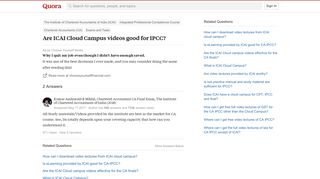 Are ICAI Cloud Campus videos good for IPCC? - Quora