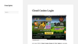 Cloud Casino Login - Free Spins
