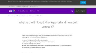 What is the BT Cloud Phone portal and how do I access it? | BT Business