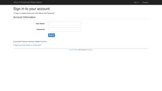 My Account - Cloud 9 Reservations