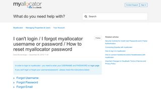 I can't login / I forgot myallocator username or password / How to reset ...
