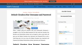 Default Cloudera Hue Browser Username and Password
