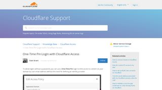 One-Time Pin Login with Cloudflare Access – Cloudflare Support