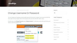 Change Username or Password - Cloudingo Help