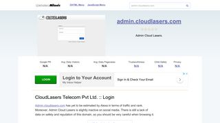 Admin.cloudlasers.com website. CloudLasers Telecom Pvt Ltd. :: Login.