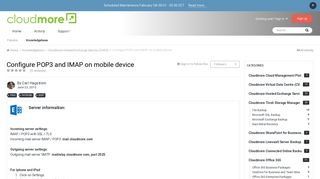 Configure POP3 and IMAP on mobile device - Cloudmore Hosted ...