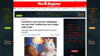 CloudPets' woes worsen: Webpages can turn kids' stuffed toys into ...