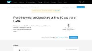 Free 14 day trial on CloudShare vs Free 30 day trial of HANA ...