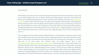 Clover dating login – kathleencooperfinepapers.com
