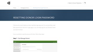 Clover Donations Help Center | Resetting Donor Login Password