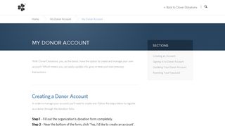 Clover Donations Help Center | My Donor Account