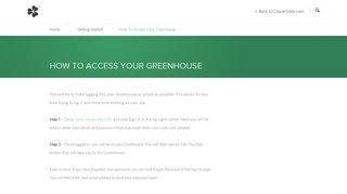 Clover Sites Help Center | How To Access Your Greenhouse