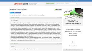 Absolute Vacation Club - Complaint Board