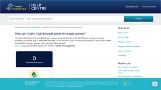 How can I claim Club Eurostar points for a past journey? - Eurostar ...