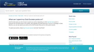 What can I spend my Club Eurostar points on? - Eurostar Help Centre