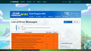 List of Error Messages | Club Penguin Wiki | FANDOM powered by Wikia