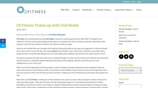 O2 Fitness Teams up with Club Ready | O2 Fitness Clubs