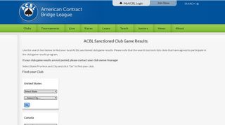 Clubs Results: American Contract Bridge League