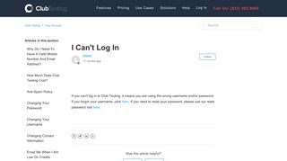 I Can't Log In – Club Texting