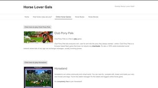 Online Horse Games - Horse Lover Gals