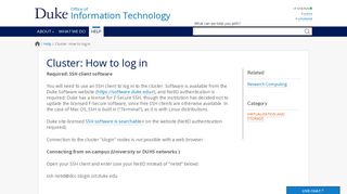 Cluster: How to log in | Duke University OIT