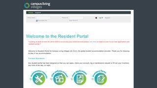 Campus Living UK - StarRez Portal - Welcome to the Resident Portal