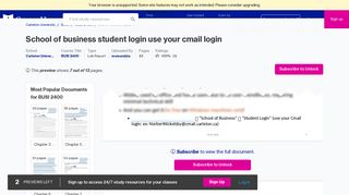 School of Business Student Login use your Cmail login ex - Course Hero