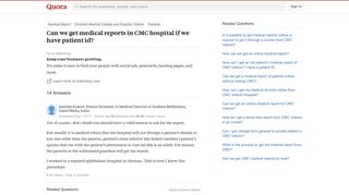 Can we get medical reports in CMC hospital if we have patient id ...