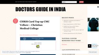 CHRIS Card Top up CMC Vellore – Christian Medical College ...