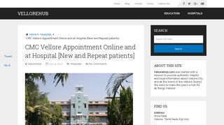 CMC Vellore Appointment Online & at Hospital (NEW & REPEAT ...