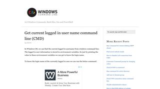 Get current logged in user name command line (CMD)