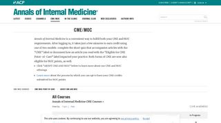 CME/MOC | Annals of Internal Medicine | American College of ...