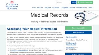 Medical Records - Columbia Memorial Hospital